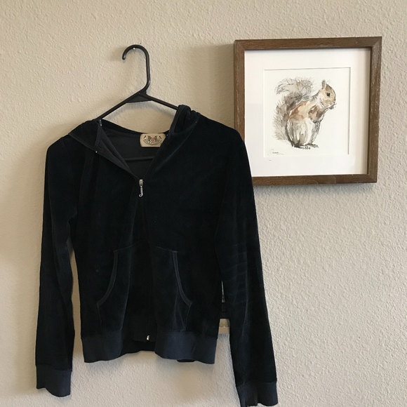 Juicy Couture Jackets & Blazers - Black Juicy Couture Velvour Hooded Jacket Size Med